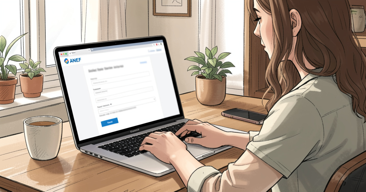 Demande de titre de voyage en ligne sur le site ANEF avec un ordinateur portable