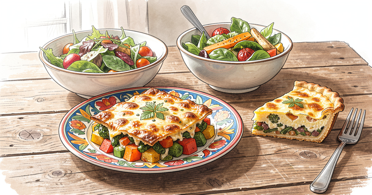 Assiette de gratin de légumes savoureux pour un menu pas cher et équilibré – recette économique
