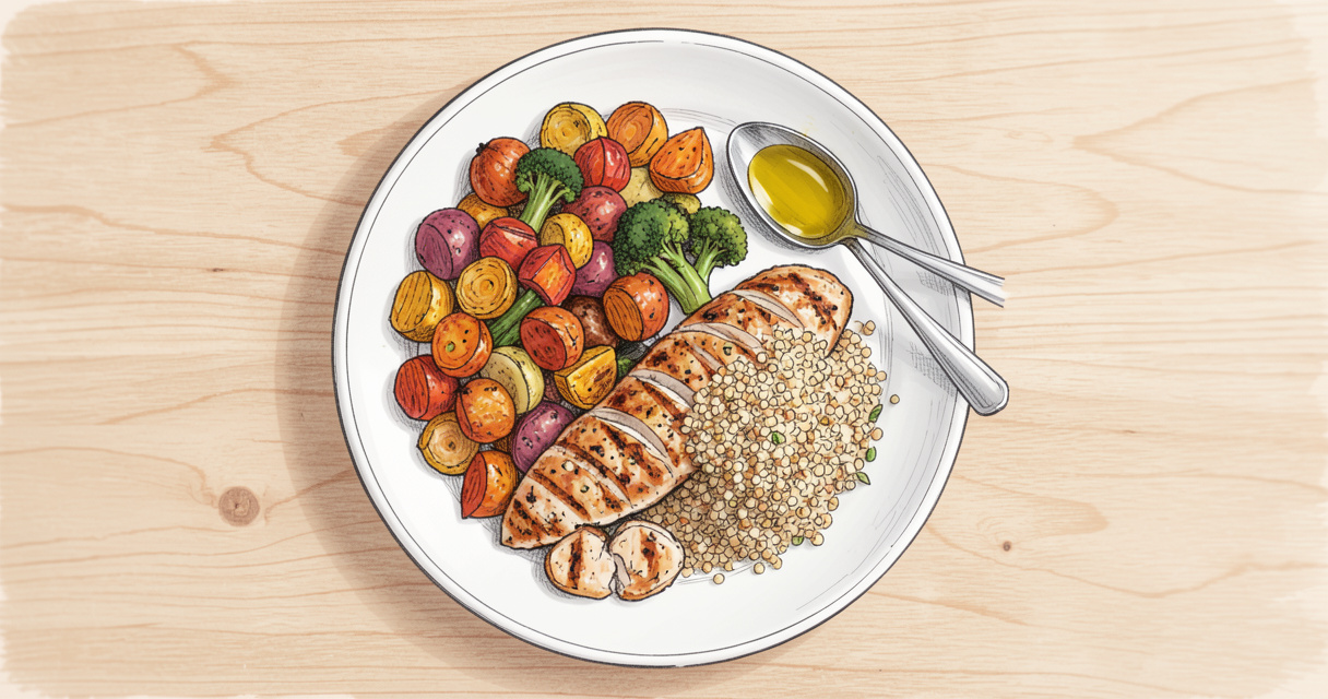 Assiette équilibrée pour un menu de rééquilibrage alimentaire